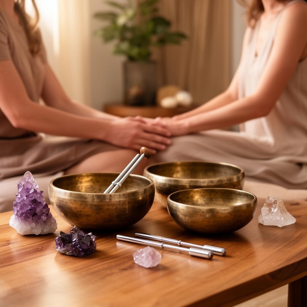 Frequency session with sound bowls and crystals