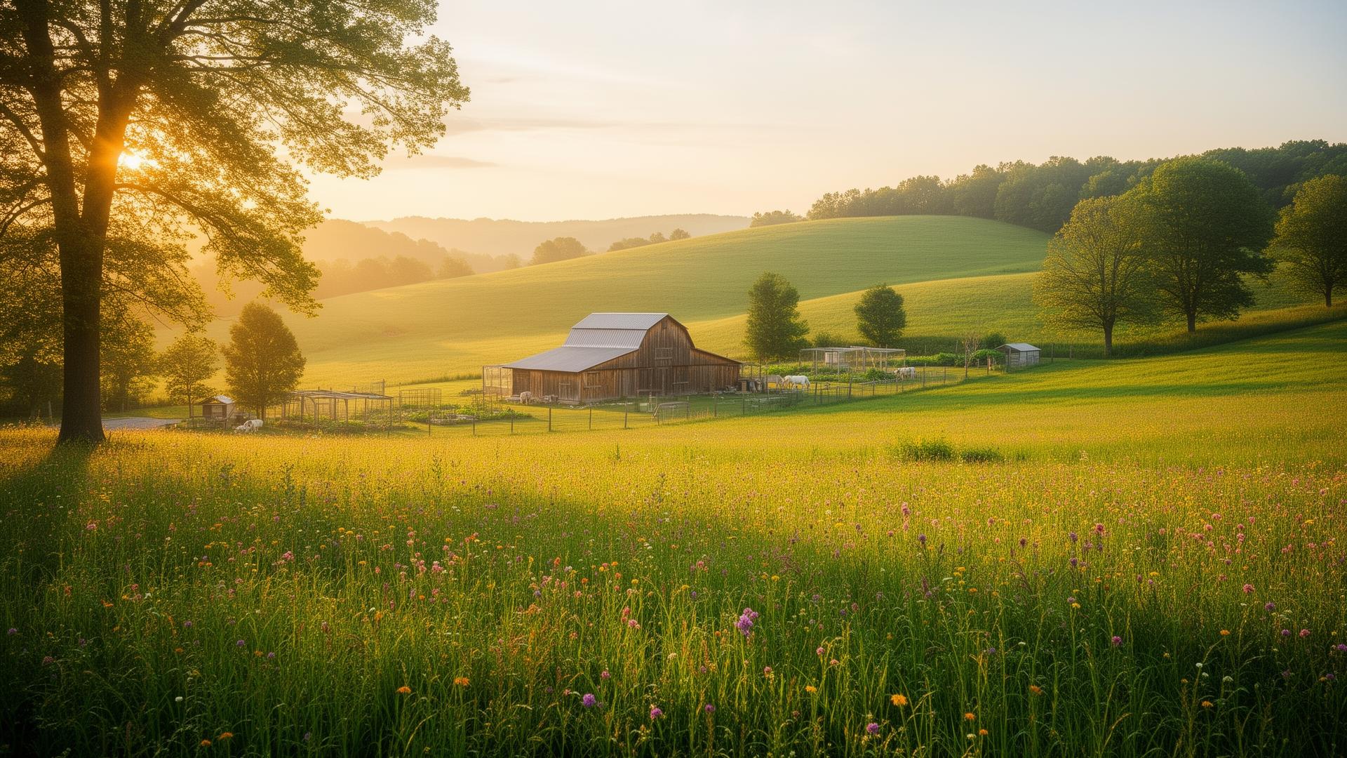Holistic Haven Farm at golden hour